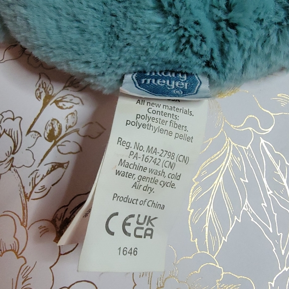 MARY Meyer Pebblesaurus Lovey Blue 14" Dinosaur Plush Security Blanket - Picture 7 of 7